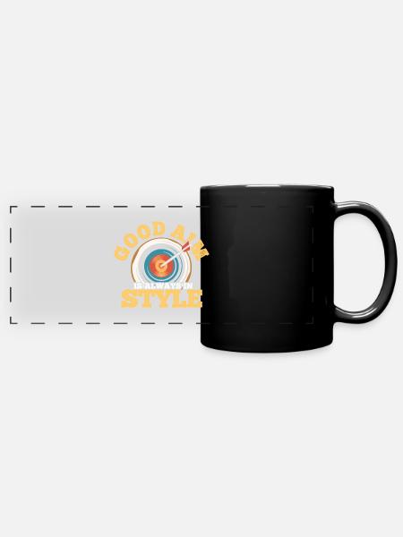 Bogenschießen Archery - Panorama-Tasse farbig - Schwarz