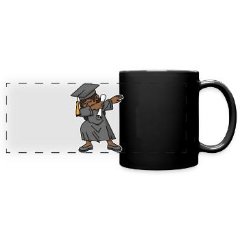 Fille noire étudiant dab diplôme école - Mug panoramique uni - noir - Devant
