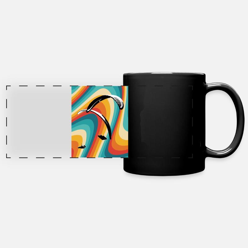 Gleitschirm Retro Thermalling - Panorama-Tasse farbig - Schwarz
