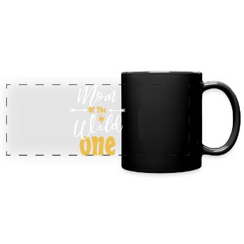 Mom Of The Wild One lustiger 1. Geburtstag First Thing - Panorama-Tasse farbig - Schwarz - Vorne
