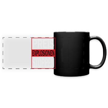 Preisexplosionen Stoppen - Panorama-Tasse farbig - Schwarz - Vorne