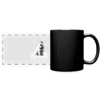 Ours polaire avec une couronne sur la banquise faune arctique - Mug panoramique uni - noir - Devant