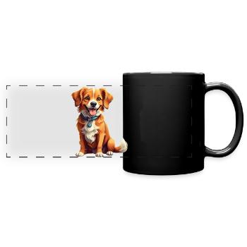 Dog Playful Companion Children's Gift - Full Colour Panoramic Mug - black - Front