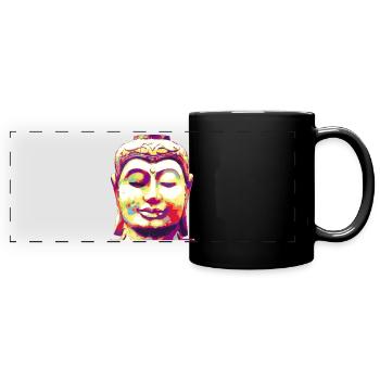 Buddha - Panorama-Tasse farbig - Schwarz - Vorne