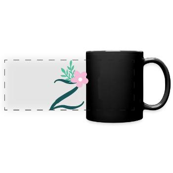 Elegant letter 'Z' with flowers - Full Colour Panoramic Mug - black - Front