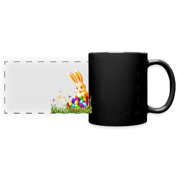 Lapin de Pâques avec des œufs colorés - Mug panoramique uni - noir - Devant