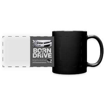 Born to Drive Motorsport R34 GTR Racing Tuning - Full Colour Panoramic Mug - black - Front