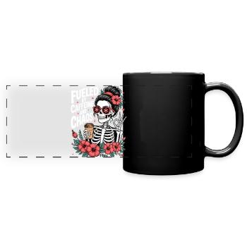 Mother Caffeine Mom Skeleton Coffee - Full Colour Panoramic Mug - black - Front