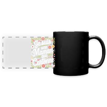 Je suis une Maman qui Cartonne - Mug panoramique uni - noir - Devant
