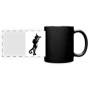 Steh auf, Katzen! - Panorama-Tasse farbig - Schwarz - Vorne