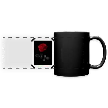 Rote Rose auf schwarzer italienischer Flagge - Panorama-Tasse farbig - Schwarz - Vorne