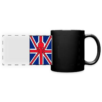 Red Octopus Union Jack Flag - Full Colour Panoramic Mug - black - Front