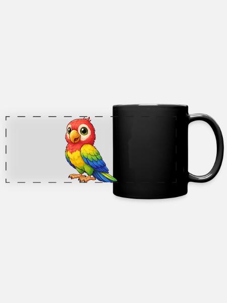Bunter Papagei Farbenspiel - Panorama-Tasse farbig - Schwarz