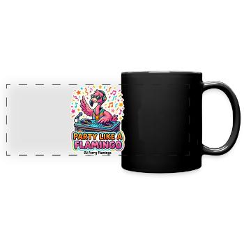Fête comme un flamant rose - Mug panoramique uni - noir - Devant