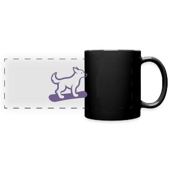 Hund Snowboard Snowboarder Minimalistisches Design - Panorama-Tasse farbig - Schwarz - Vorne