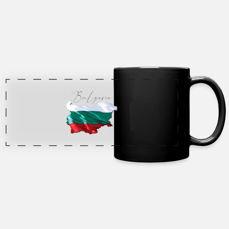 Real Bulgaria Flag - Flag Map EN - Full Colour Panoramic Mug - black
