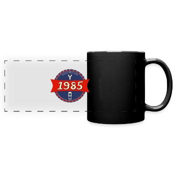 1985 geboren - Generation Y - Panorama-Tasse farbig - Schwarz - Vorne