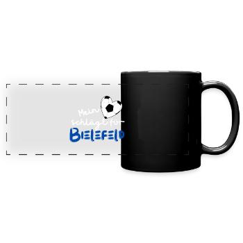 Mein Herz schlägt für Bielefeld - Panorama-Tasse farbig - Schwarz - Vorne