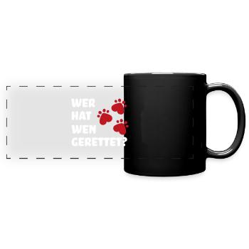 Tierschutz Hund - Panorama-Tasse farbig - Schwarz - Vorne