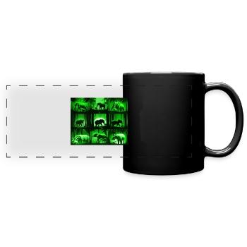 Elephant Pattern Design - Green - Full Colour Panoramic Mug - black - Front