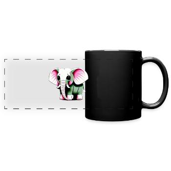 Little Elephant Cartoon Cute Love Adventure 6 - Full Colour Panoramic Mug - black - Front