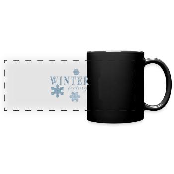 winter feeling - Panorama-Tasse farbig - Schwarz - Vorne