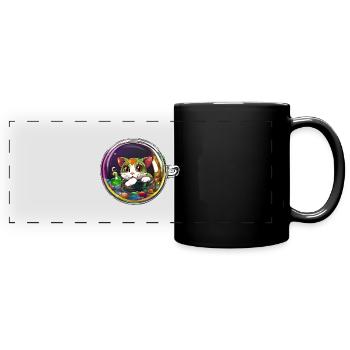 Kitten in a Cup: Adorable Cat Tee - Full Colour Panoramic Mug - black - Front