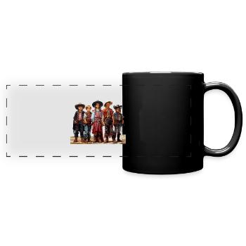 Cowboy oder Sheriff Faschingsverkleidung - Panorama-Tasse farbig - Schwarz - Vorne