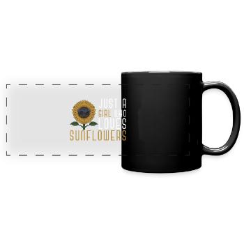 Mädchen Geschenk Gelbe Blumen Sonnenblume - Panorama-Tasse farbig - Schwarz - Vorne