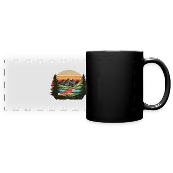 Retro Wald Tier Natur Gebirge Geschenk Fuchs - Panorama-Tasse farbig - Schwarz - Vorne