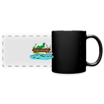 Frog in the pond design for frog fans and - Full Colour Panoramic Mug - black - Front