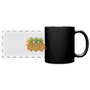 Exotische Frucht Tropisches Obst Geschenk Ananas - Panorama-Tasse farbig - Schwarz - Vorne
