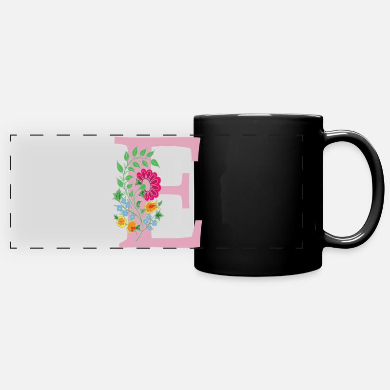 fleur 12 rouge avec e - Mug panoramique uni - noir