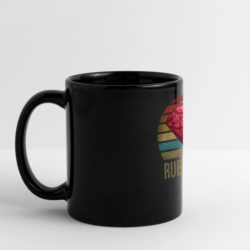 Ruby Gemstone Retro Coucher de soleil Mug panoramique uni