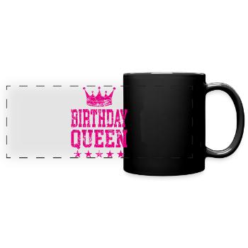 Reine d’anniversaire - Mug panoramique uni - noir - Devant