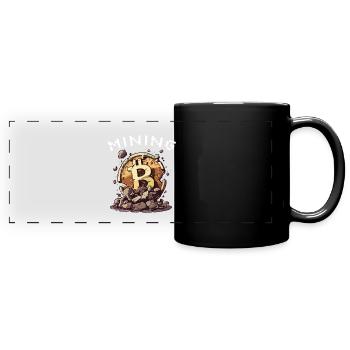 Mining Miner Bitcoin Kryptowährung - Panorama-Tasse farbig - Schwarz - Vorne