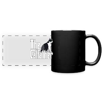 Cat Dad The Catfather Crazy Cat Father Kitty Daddy - Full Colour Panoramic Mug - black - Front