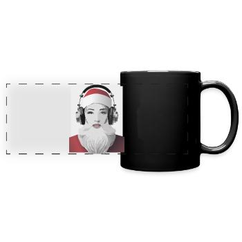 Battements de Noël - Femme au look de Père Noël - Mug panoramique uni - noir - Devant