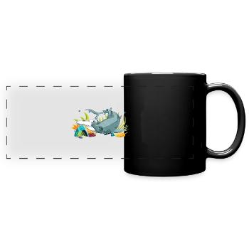 Ozean Tier Hai Geschenk Unterwasser Hammerhai - Panorama-Tasse farbig - Schwarz - Vorne