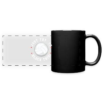 Volleyball Spruch Block - Panorama-Tasse farbig - Schwarz - Vorne