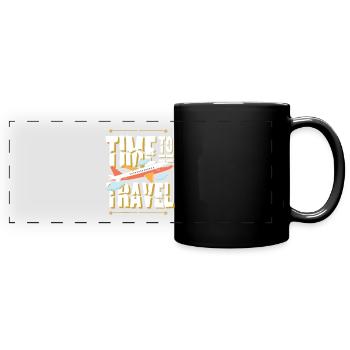 Voyage voyage avion - Mug panoramique uni - noir - Devant