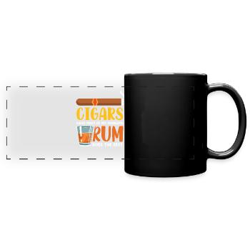 Zigarren Rum Scotch Bourbon - Panorama-Tasse farbig - Schwarz - Vorne
