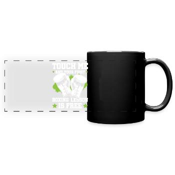 Boxen Trainer Spruch Boxing - Panorama-Tasse farbig - Schwarz - Vorne