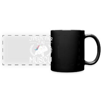 Je Peux Pas J'Ai Muscu Licorne - Mug panoramique uni - noir - Devant