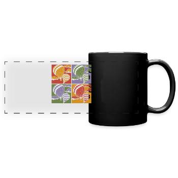 Pop Art Ballonfahrer Geschenkidee Heißluftballon - Panorama-Tasse farbig - Schwarz - Vorne