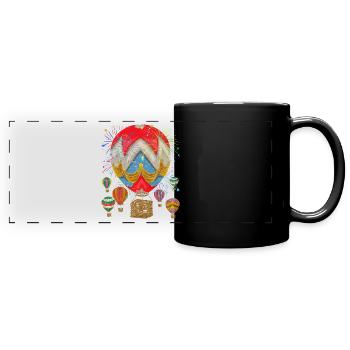 Heißluftballon - Panorama-Tasse farbig - Schwarz - Vorne
