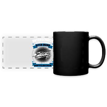 Doppeldecker Alter Mann Spruch Pilot Geschenk - Panorama-Tasse farbig - Schwarz - Vorne