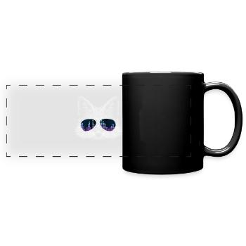 Fox avec écouteurs et lunettes d’égaliseur cool - Mug panoramique uni - noir - Devant