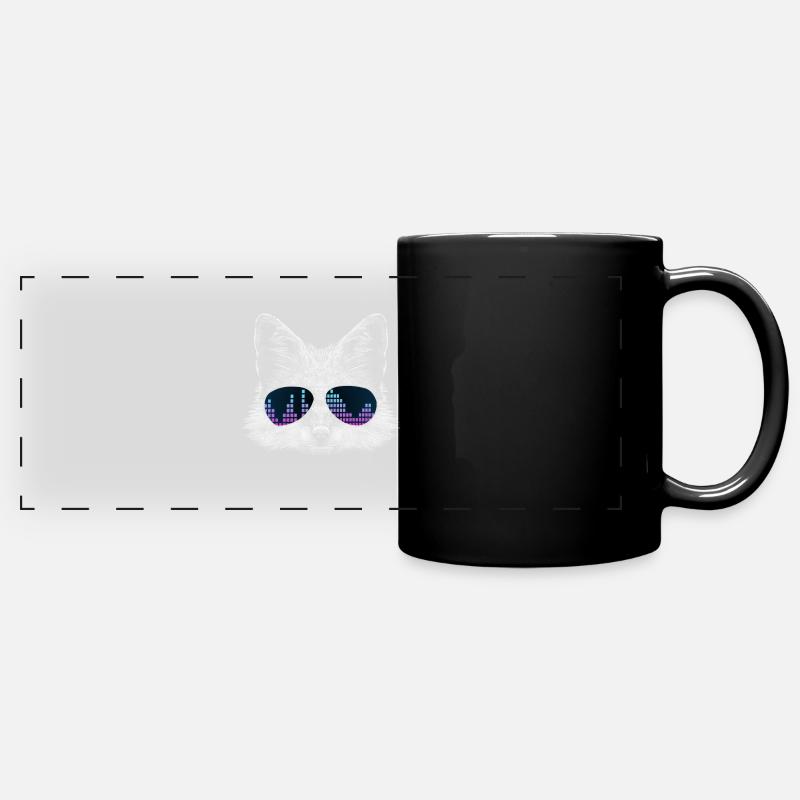 Fox with headphones and cool equalizer glasses - Full Colour Panoramic Mug - black