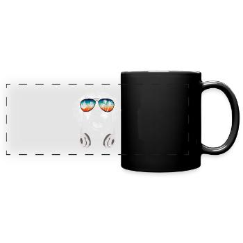 Chien avec des lunettes de soleil fraîches pour les vacanciers - Mug panoramique uni - noir - Devant